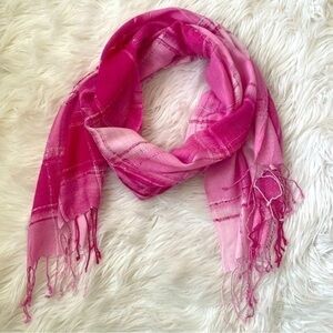 MyStyle Plaid Loose Weave Rectangular Scarf or Swim Coverup Fringe